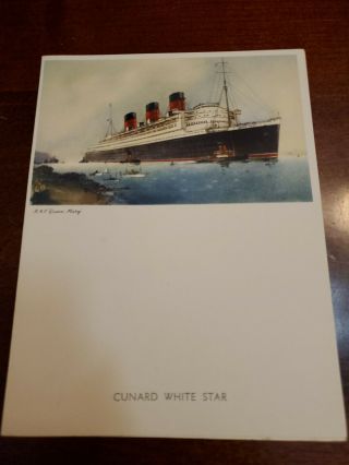 1952 R.  M.  S.  Queen Mary Ocean Liner Menu Cunard White Star Line