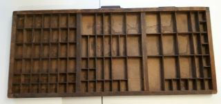 Wooden Printers Drawer Storage Tray Compartments Antique Old Wood Rustic