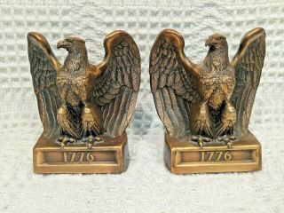 ^vintage Pm Craftsman 1776 Brass American Bald Eagle Statue 114b Heavy Bookends