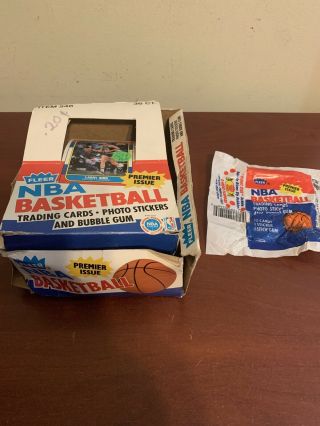 1986 Fleer Basketball Empty Wax Box With 1 Wrapper