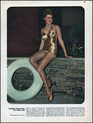 1948 Esther Williams Pinup Swimsuit Photo Vintage Print Article L32