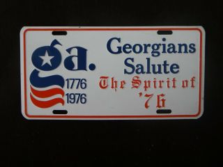 Georgians Salute The Spirit Of 76 1976 Metal Booster License Plate Tag