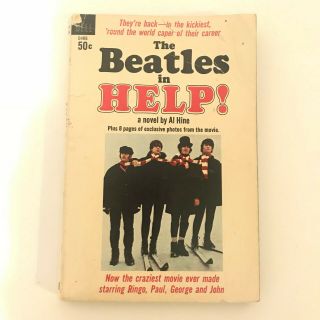 The Beatles In Help Paperback Book Al Hine 1965 1st Dell Movie Tie - In Vintage
