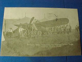 1910 Aviation History Graham White Inspecting His Aeroplane Real Photo Postcard