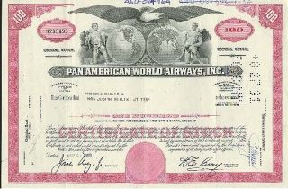 Pan Am Pan American World Airways Stock Certificate (red)