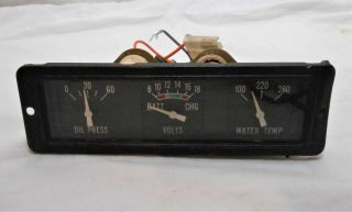 Vintage 3 Gauge Cluster Battery Oil Pressure Water Temp Hot Rod Rat Rod