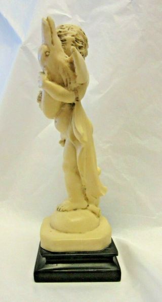 VTG Angel W/ Dolphin Cherub Statue by A Moreau Signed A Santini Italy Resin 2