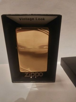 2014 Vintage Look Zippo Lighter Brass Case And Insert Pat 2032695 Never Fired