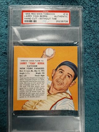 1955 Red Man Tobacco Yogi Berra 16 Psa York Yankees