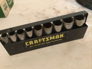 Vintage Craftsman Usa 3/8 " Drive Sae 6 Point Deep Socket Set In Tray,