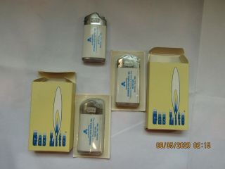 3 Vintage Gas Lite Lighters,  2 Are In Blister Pack W/ Automotive Advertising