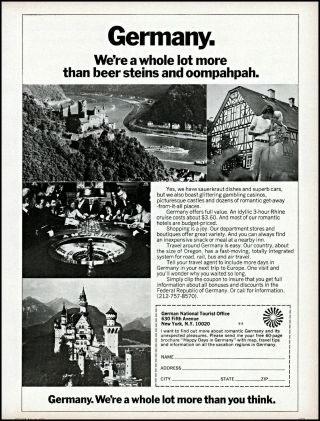 1976 Germany Travel German National Tourist Office Vintage Photo Print Ad Adl98