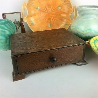 Vintage Art Deco Wooden Drawer Box Jewelry Crafting Desk Tidy Tinket Cigar Treen