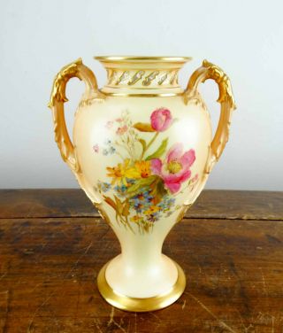 Antique Royal Worcester Blush Ivory Vase Potpourri Urn Hand Painted 1927 C1908