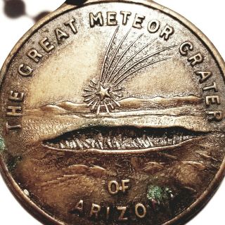 Rare Antique 1960 The Great Meteor Crater Arizona Copper Coin Key Chain Fob Ex