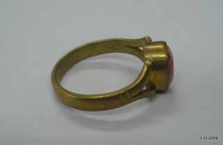 vintage antique Brass Ring Ruby colour stone ring handmade 3