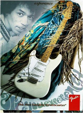 1997 Fender Jimi Hendrix Stratocaster Electric Guitar Vintage Print Ad