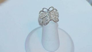 Sterling Silver Filigree Butterfly Ring Size 9 2.  4 Grams Vintage Male/female