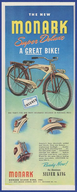 Vintage 1946 Monark Silver King Bike Bicycle Ephemera 40 