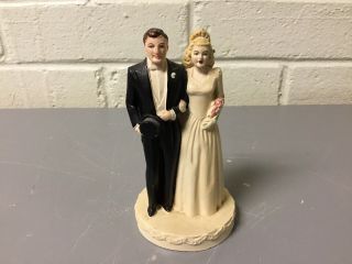 Antique Vtg Wedding Cake Topper Coast Mfg Co.  Venice Ca Chalkware?