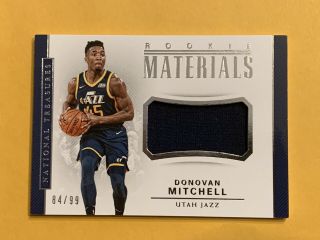 2017 - 18 National Treasures Rookie Materials - Donovan Mitchell /99 Utah Jazz