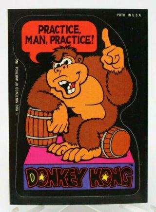 1982 Topps Practice Man Practice Donkey Kong Nintendo Trading Card Sticker Vtg