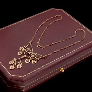Antique Vintage Nouveau Gold Filled Gf Sweetheart Paste Festoon Necklace 4.  5g