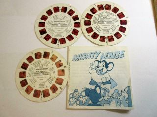 Vintage Viewmaster 3d Photo Reels - Tv Show Mighty Mouse No.  B526 - Set Of 3