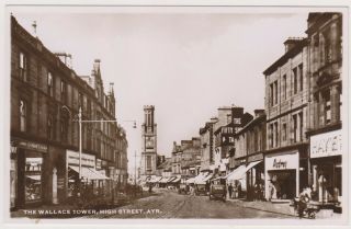 Vintage Postcard Ayr High Street,  Old Cars,  Wallace Tower,  Hayes,  Circa 1950 