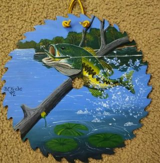 Hand Painted Fish On Saw Blade Signed & Dated By B.  C.  Krebs Vintage 1992
