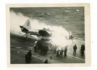 Photograph Of Westland Wyvern 380/ O After Crash On Hms Ark Royal C.  1957 831 Nas