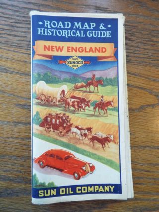 Vintage 1936 England Road Map From The Sun Oil Company (sonoco Gas)