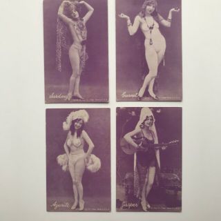 4ea Vintage Pinup Arcade Cards Exhibit Supply Art Models Burlesque 1928