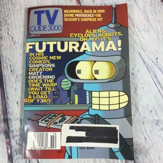 Vintage 1999 April 3 - 9 Tv Guide - Futurama Tv Guide 3000 On Cover