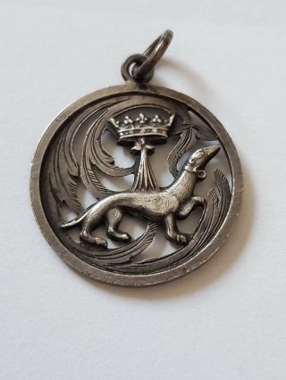 Antique Victorian Sterling Silver Dog Cut Out Charm Fob