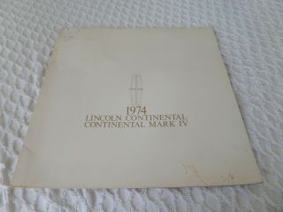 1974 Lincoln Continental Mark Iv Sales Booklet
