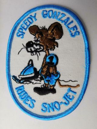 Speedy Gonzales Rides Sno Jet Snowmobiles Vintage Hat Vest Patch Badge Cartoon