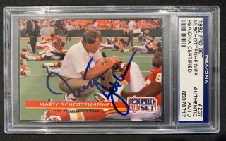 1992 Pro Set Football 207 Marty Schottenheimer Autograph Authentic Auto Psa Dna