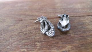 Vintage Silver Marcasite Clip On Earrings (v)