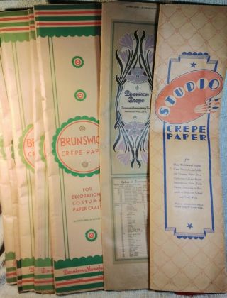 Vtg Dennison Brunswick Crepe Paper Nos Art Nouveau 7 Packages Antique