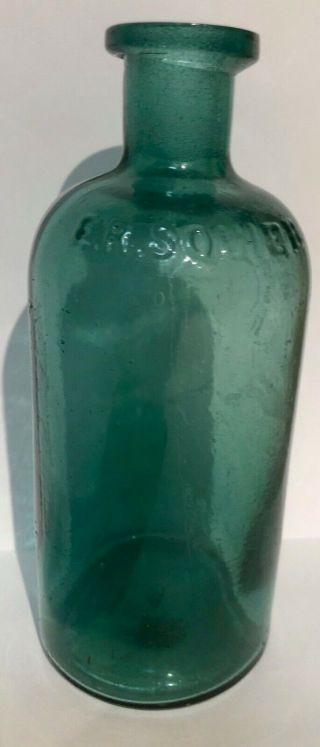 Antique 1860 ' s E.  R.  SQUIBB American Civil War Medicine Bottle.  No chips/cracks. 2