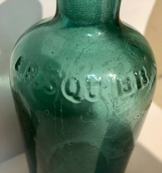 Antique 1860 ' s E.  R.  SQUIBB American Civil War Medicine Bottle.  No chips/cracks. 3