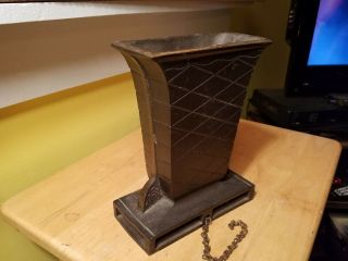 French Bronze Brass Grave Stone Vase Urn 20 ' s Vintage Old Antique Arts & Crafts 2