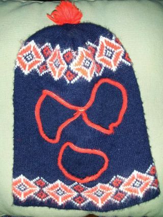 Vintage Robbers Ski Mask Blue,  Red And White 1960 - 70s