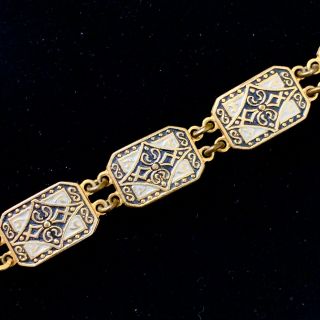 Vintage Damascene Toledo Spain Bracelet Diamond Design