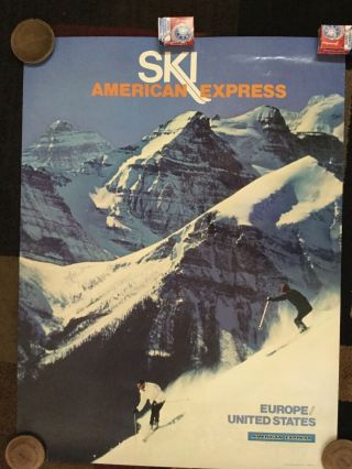 Rare Vintage 1973 Ski American Express Poster - Skiing Europe United States
