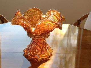 Antique Marigold Carnival Glass Punch Bowl Large Imperial