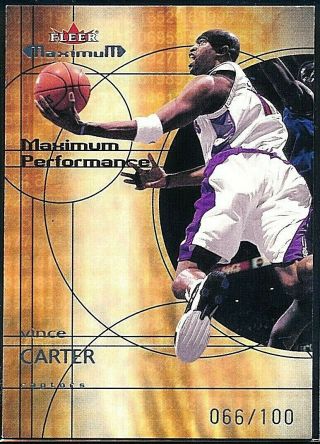 2001 - 02 Fleer Maximum Performance Vince Carter 66/100 Platinum Raptors 1mp