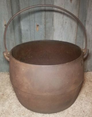 Vintage Marietta Co Pa 6 Qts Cast Iron Pot Cauldron Kettle Handle Antique