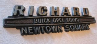 Vtg Richard Buick Opel Volvo Car Dealer Emblem Newtown Square Nameplate Trunk